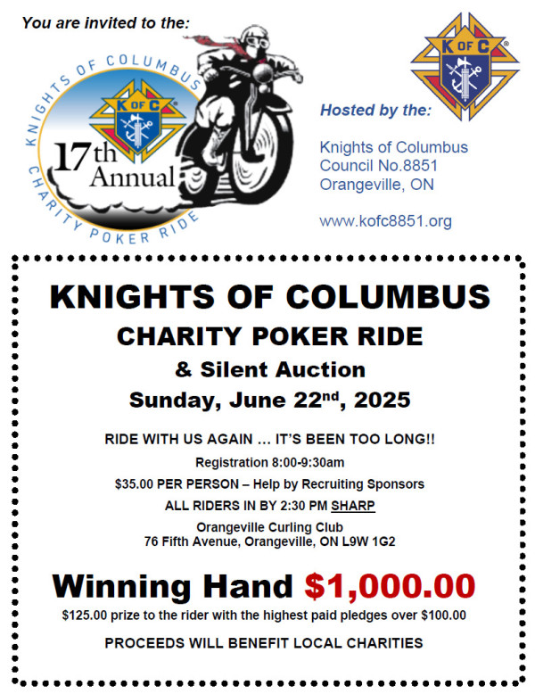  Knights of Columbus 17th Annual Charity Poker Ride & Silent Auction
