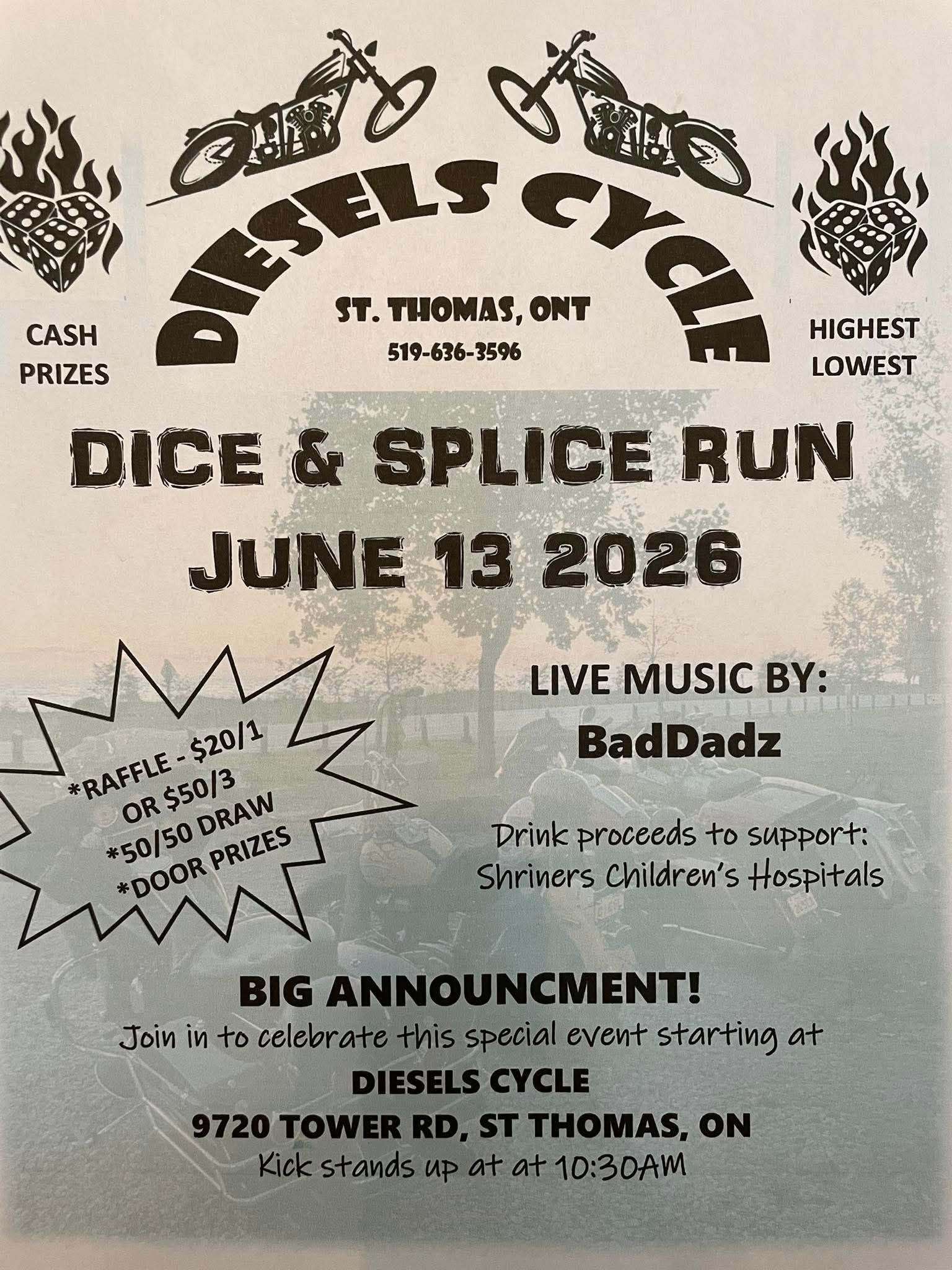 Diesels Cycle Dice & Splice Run