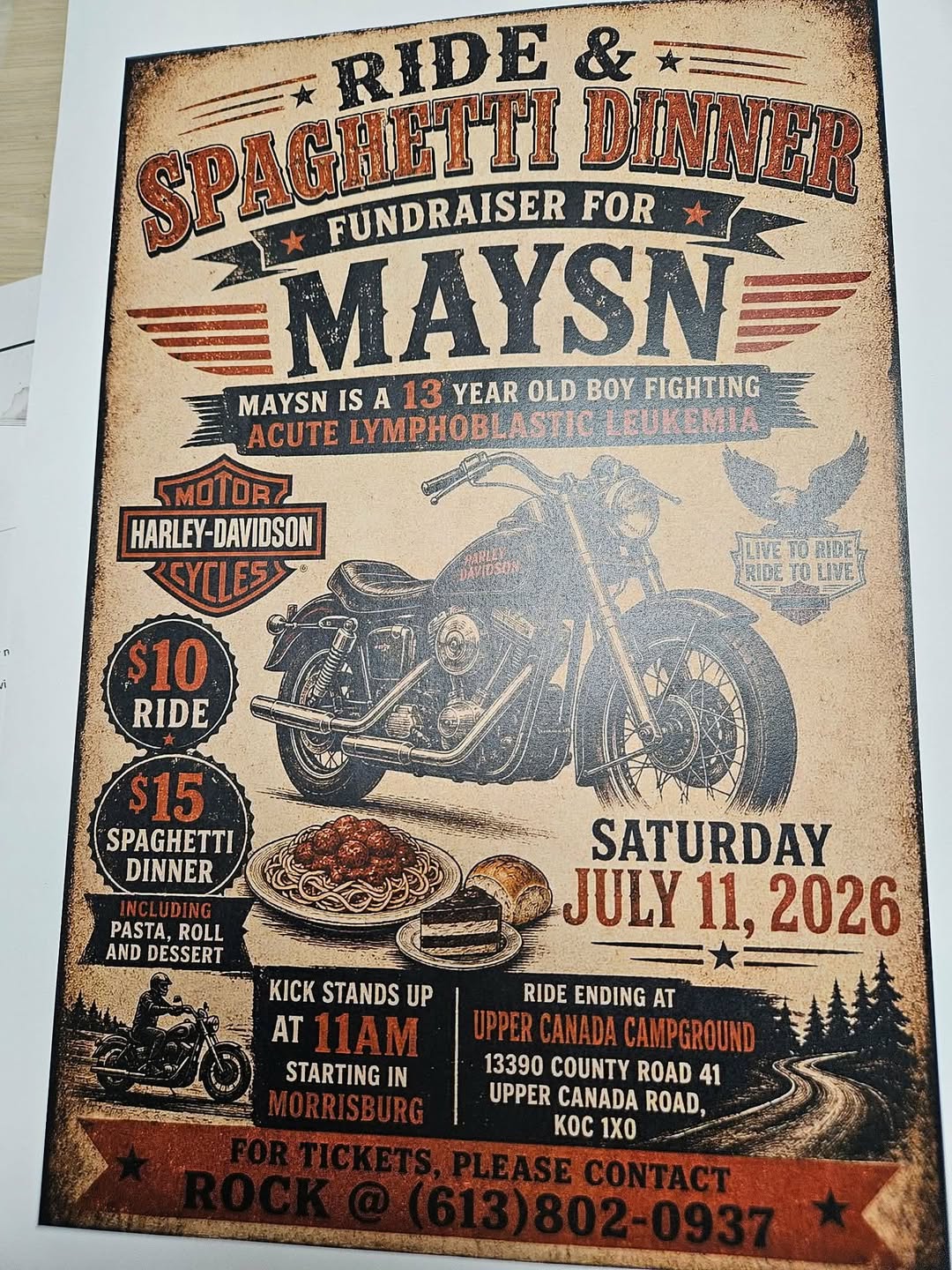 Ride & Spaghetti Dinner Fundraiser for Maysn