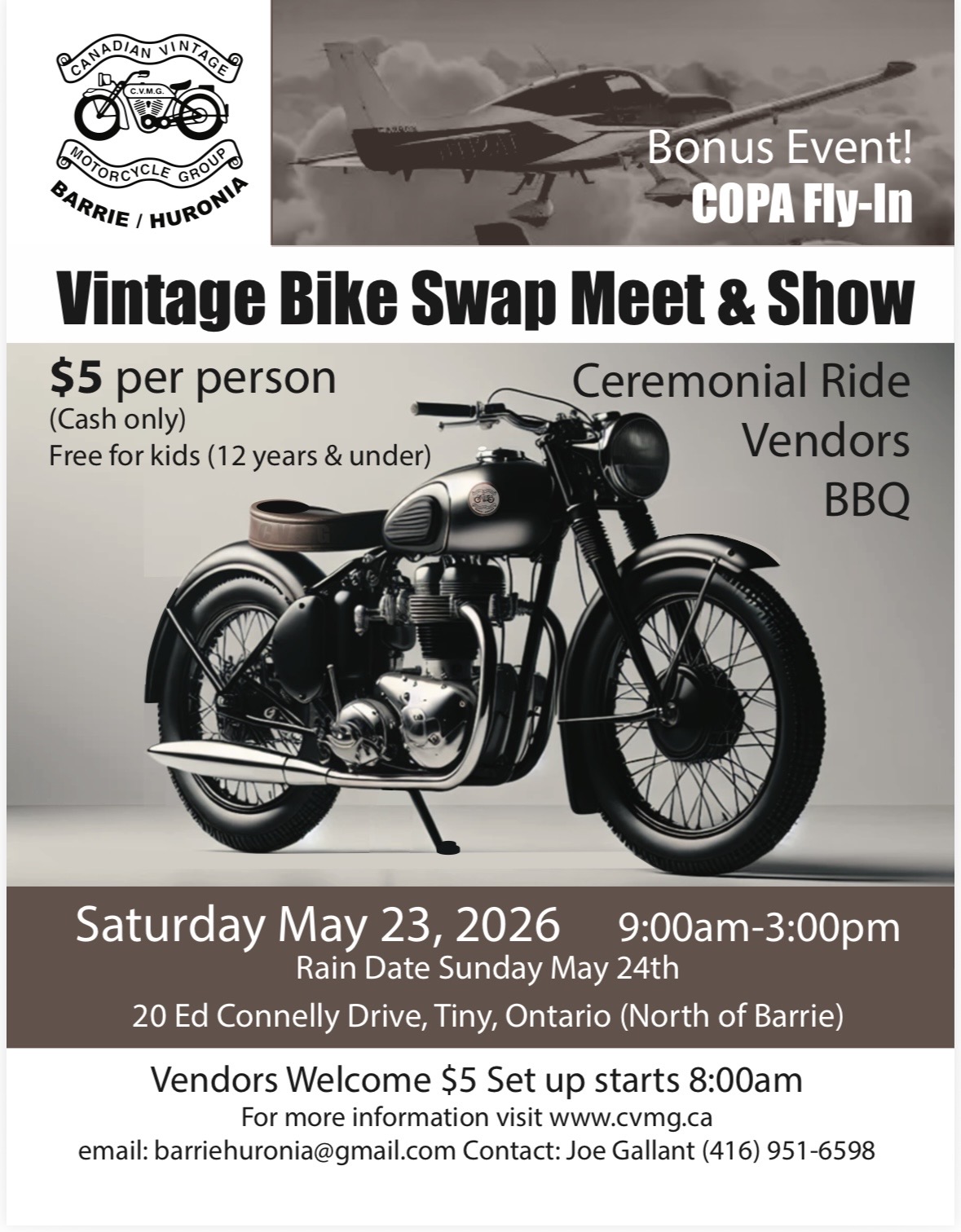 CANCELLLED due to weather - Vintage Bike Swap Meet & Show (CVMG)
