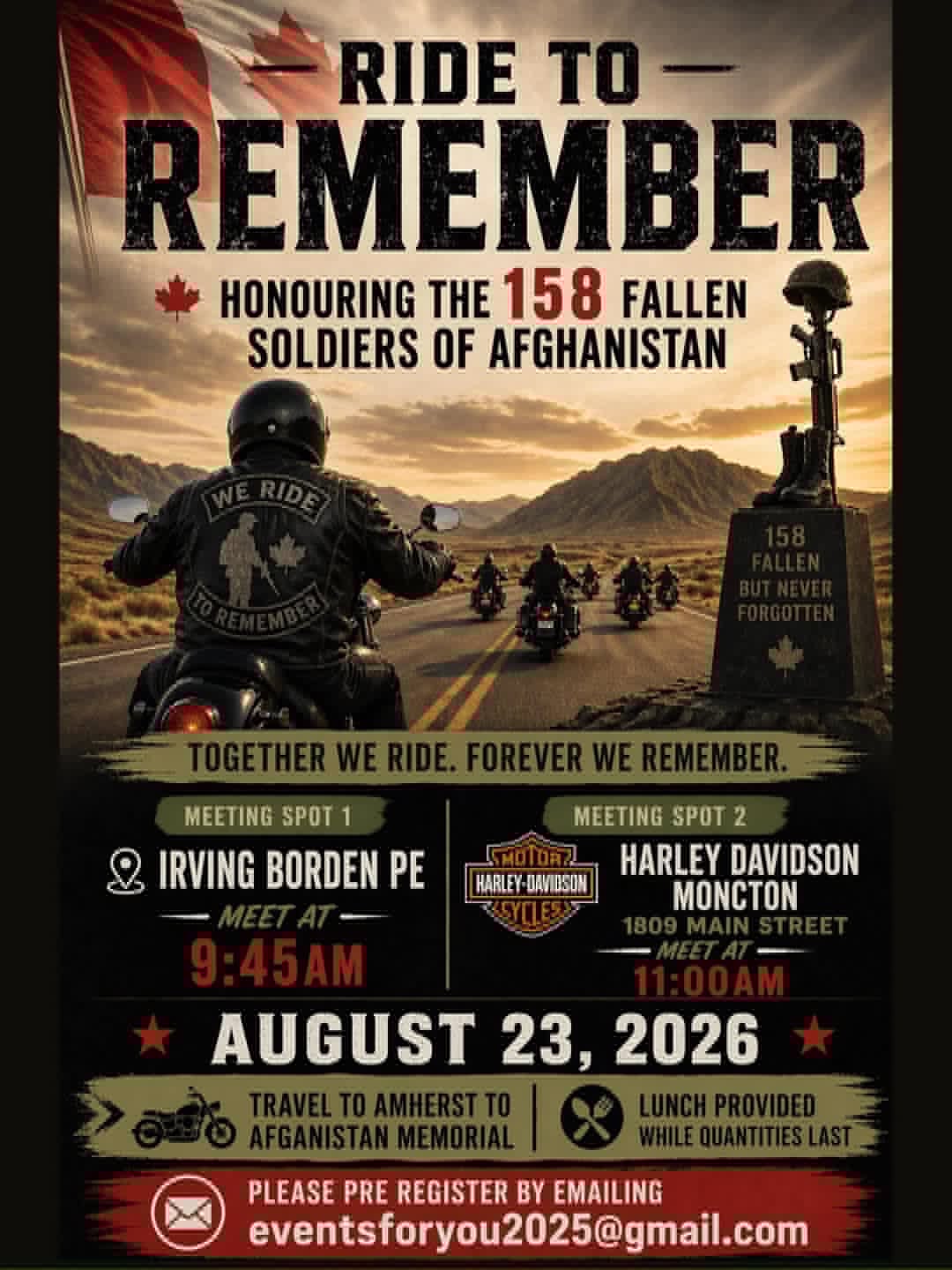 Ride to Remember – Honouring the 158 Fallen Soldiers of Afghanistan