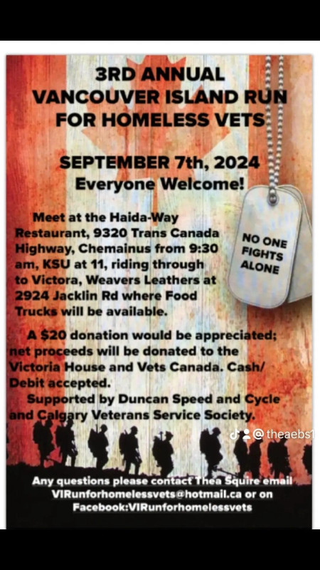 3rd Annual Vancouver Island Run For Homeless Vets